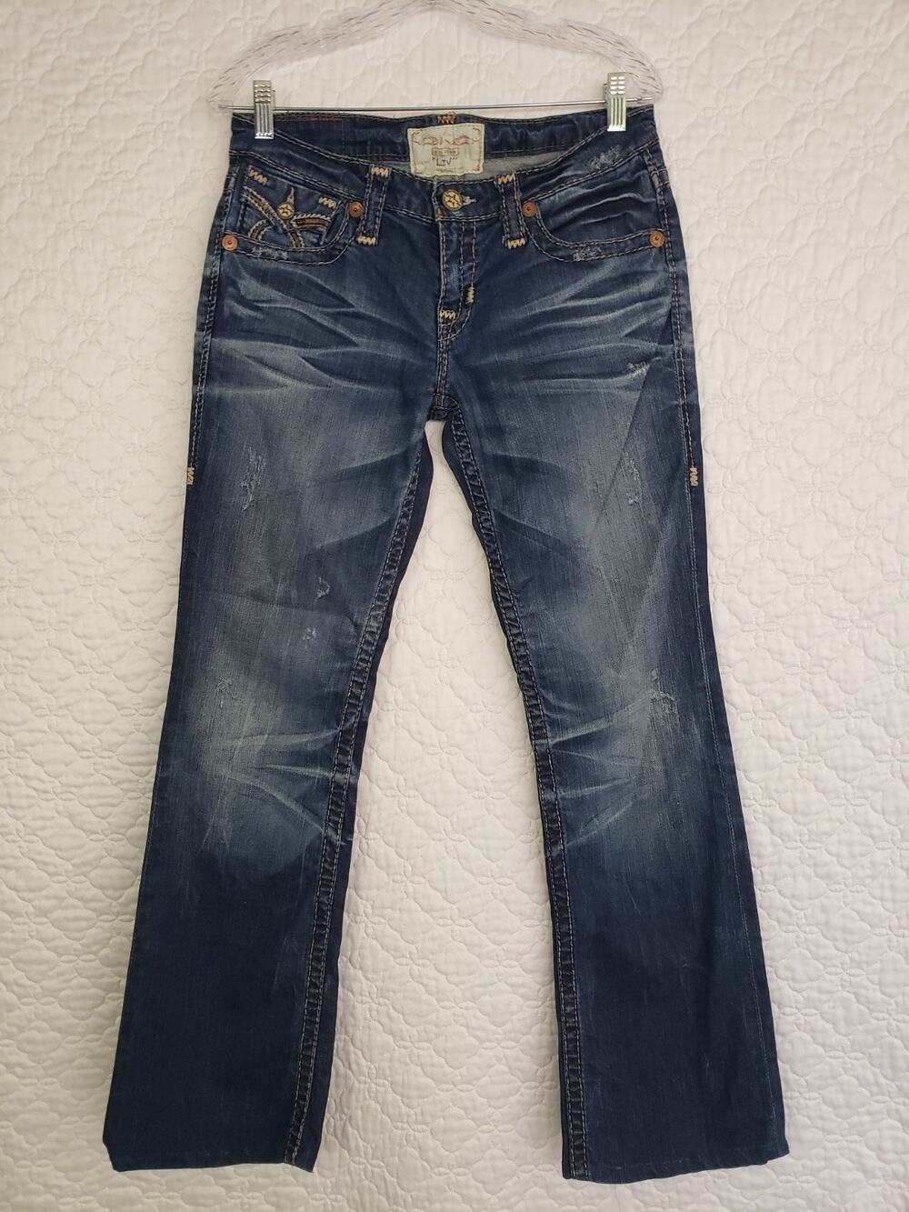 BIG STAR LIV Womens Jeans Size 29 Thick Stitch Stretch Boot Cut Stone Stretch
